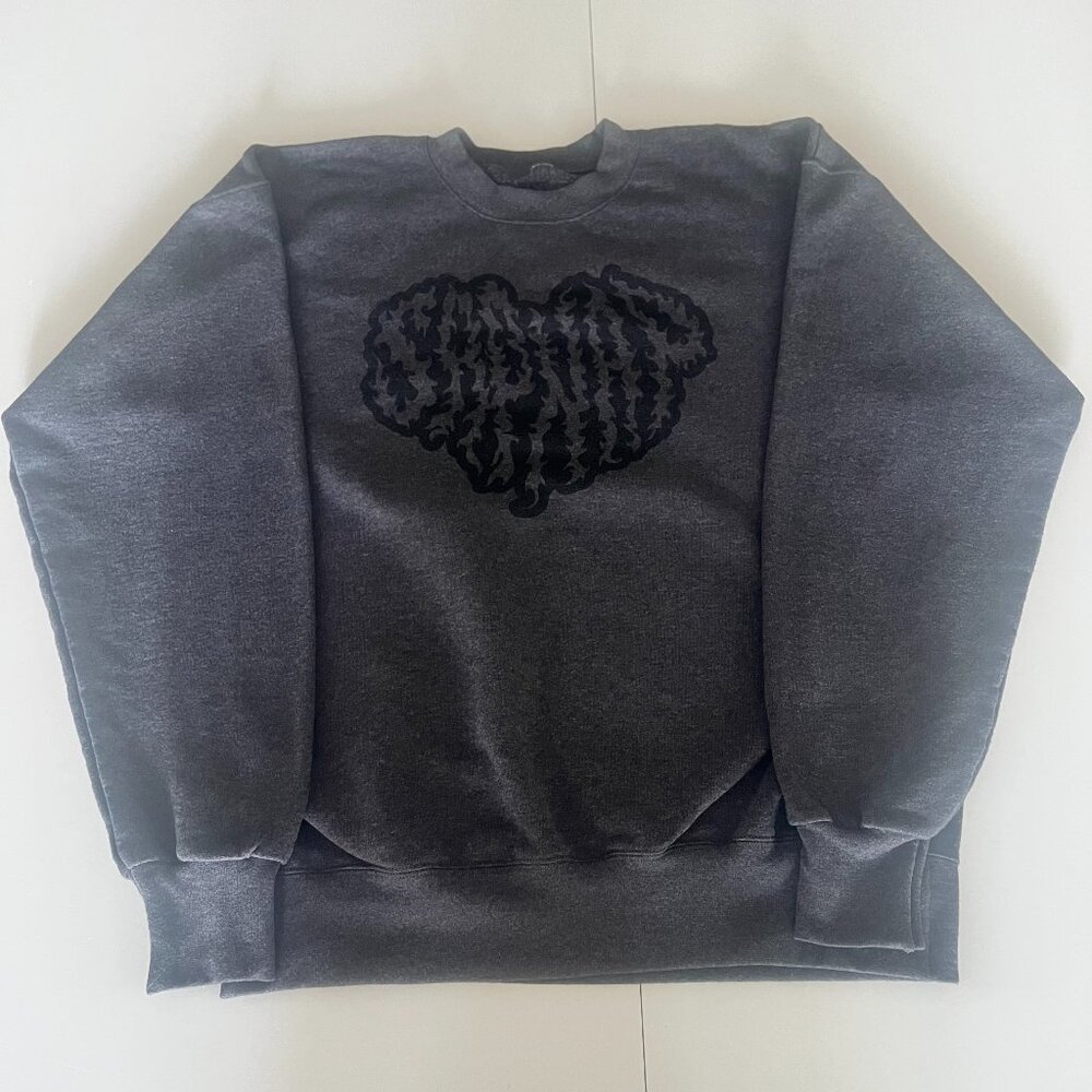 SAPNAP Y2K Gray Flame Crewneck Sweatshirt Medium Grunge Skate Streetwear Goth